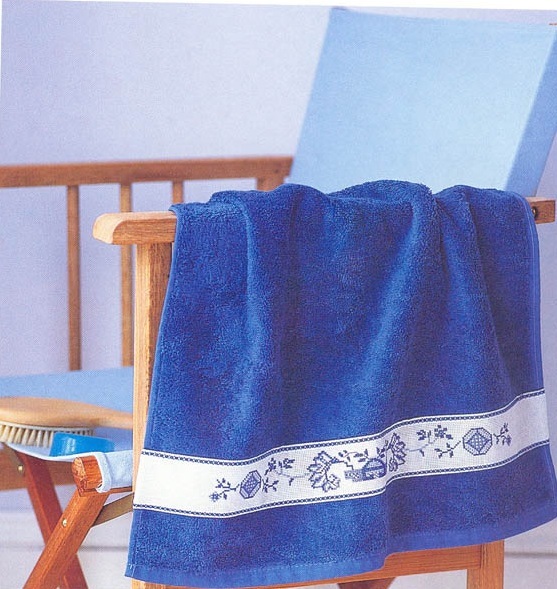 Схема вышивания крестом - Узор для полотенца, Гжель